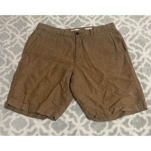 GAP Mens Brown Linen Cotton Blend 10 Inch Inseam Flat Front Shorts Size 32